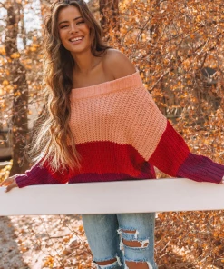 MY Smaibulun Doll | EVELINA Pink Red Tri-Stripe Color Knit Pullover New In Clothing