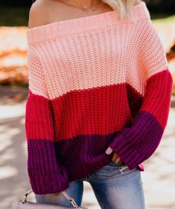 MY Smaibulun Doll | EVELINA Pink Red Tri-Stripe Color Knit Pullover New In Clothing