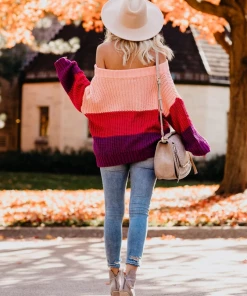 MY Smaibulun Doll | EVELINA Pink Red Tri-Stripe Color Knit Pullover New In Clothing