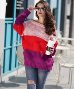 MY Smaibulun Doll | EVELINA Pink Red Tri-Stripe Color Knit Pullover New In Clothing