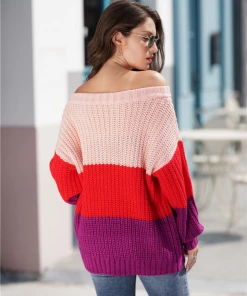 MY Smaibulun Doll | EVELINA Pink Red Tri-Stripe Color Knit Pullover New In Clothing