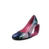 Jady Rose JadyRose | Open Triangle-Heel Leather Pump - Pink Snake
