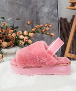 XH NEW ARRIVALS SMAIBULUN UGG™ | Soft Woolen Fluffy Disco Sandals Slippers - Pink