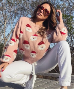 QDYH Smaibulun Doll | Pink Smiling Santa Christmas Sweater New In Clothing