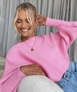 MY New In Clothing Smaibulun Doll | GISELE Lantern Sleeve Tighten Cuff Knit Top - Pink