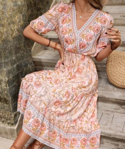 BFZY ALYANNA ROSE PRINT DRESS - PINK