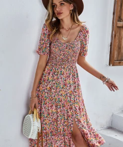 DY EFFRONTE MIDI DRESS - PINK PRINT NEW ARRIVALS