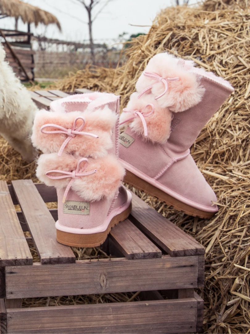 XH SMAIBULUN UGG™ | Back Woollen Bow Suede Boots – Dusty Pink 1 XH SMAIBULUN UGG™ | Back Woollen Bow Suede Boots – Dusty Pink