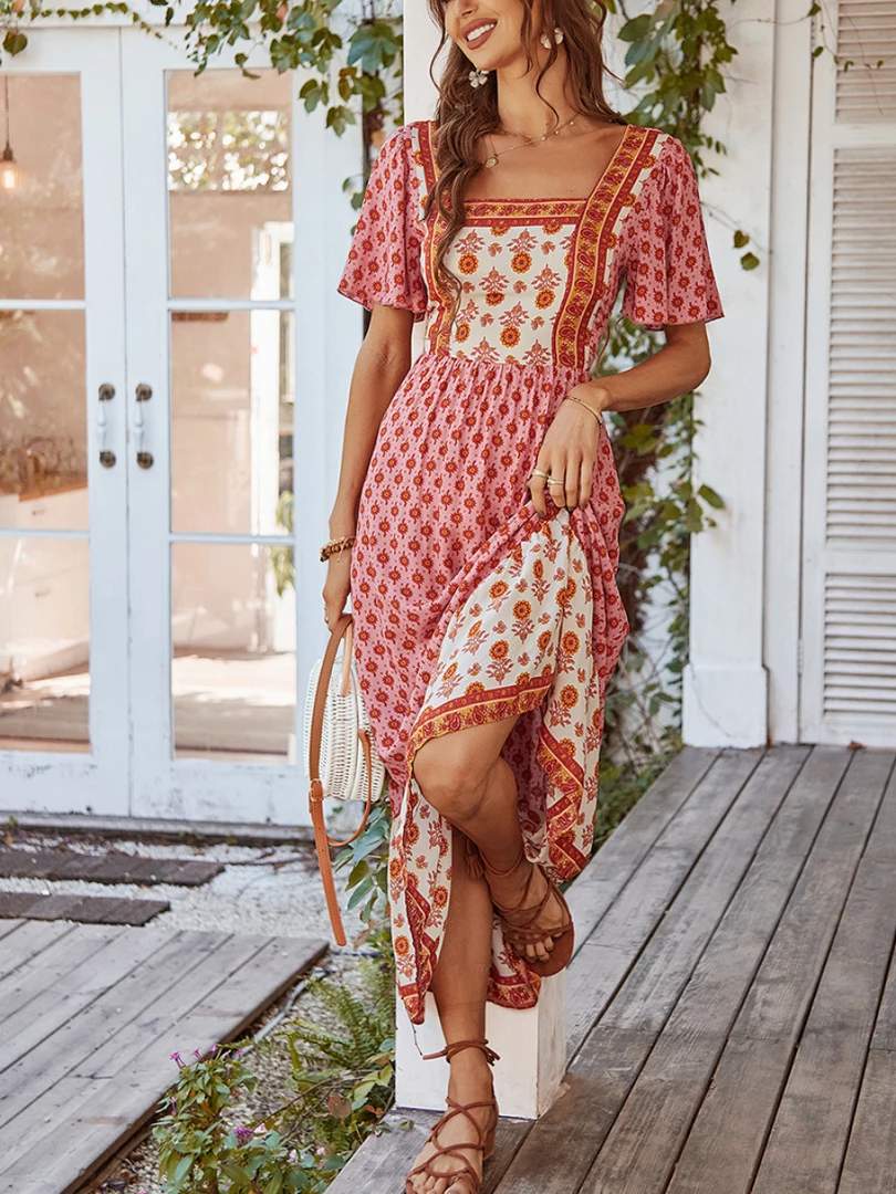 DY ISABELLA BOHO MAXI DRESS - ROUGE PINK 1 DY ISABELLA BOHO MAXI DRESS - ROUGE PINK