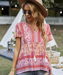 DY JEN BOHO TOP - PINK