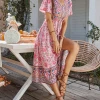 DY RICARDA BOHO MIDI DRESS - BLUSH PRINT