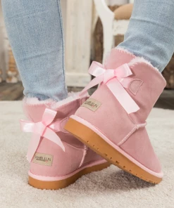 XH SMAIBULUN UGG⢠| Ribbon Butterfly Bow-Back Faux Fur-Lined Suede Boots New In Shoes