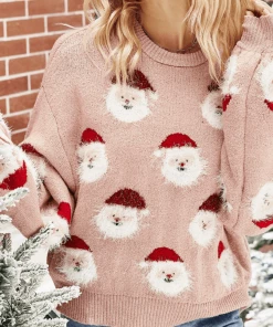 QDYH Smaibulun | Smiling Santa Christmas Light Sweater