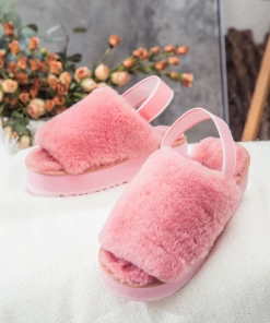 XH NEW ARRIVALS SMAIBULUN UGG™ | Soft Woolen Fluffy Disco Sandals Slippers - Pink