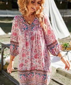 DY AURINA BOHO DRESS - PINK New In Clothing