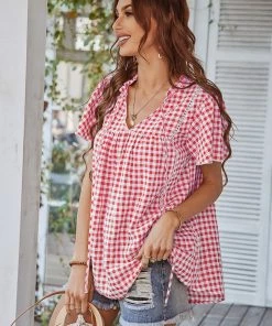 DY ROSENDA GINGHAM TOP - PINK