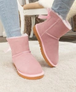 XH SMAIBULUN UGG™ | Ribbon Butterfly Bow-Back Faux Fur-Lined Suede Boots New In Shoes