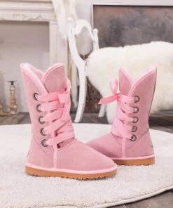XH New In Shoes SMAIBULUN UGG™ | Ribbon Lace-Up Faux Fur-Lined Suede Mid-Length Boots
