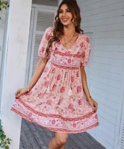DY AURINA BOHO DRESS - BLUSH PRINT