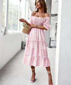 DY NEW ARRIVALS LAURISA MIDI DRESS - PINK
