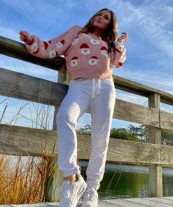 QDYH Smaibulun Doll | Pink Smiling Santa Christmas Sweater New In Clothing