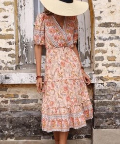 BFZY ALYANNA ROSE PRINT DRESS - PINK