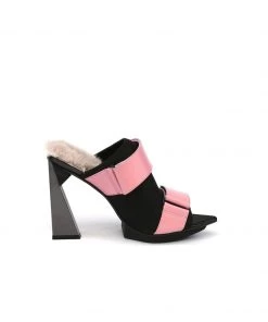 Jady Rose NEW ARRIVALS JadyRose | Faux Fur Back Heel Peep-Toe Sandal - Pink