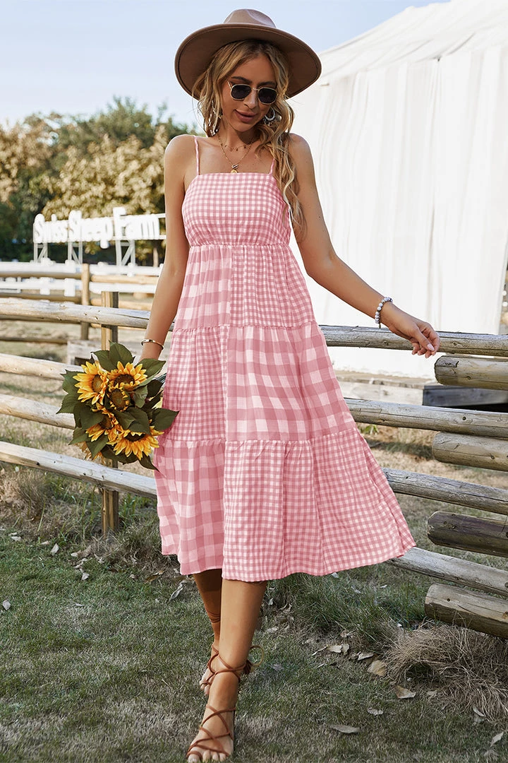 DY MARGARETTA Tartan Midi Dress - Pink 4 DY MARGARETTA Tartan Midi Dress - Pink
