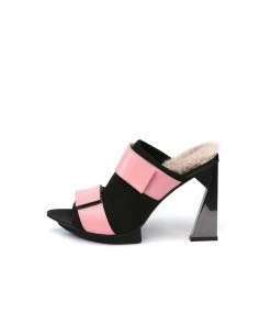 Jady Rose NEW ARRIVALS JadyRose | Faux Fur Back Heel Peep-Toe Sandal - Pink