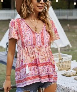 DY JEN BOHO TOP - PINK 9 DY JEN BOHO TOP - PINK