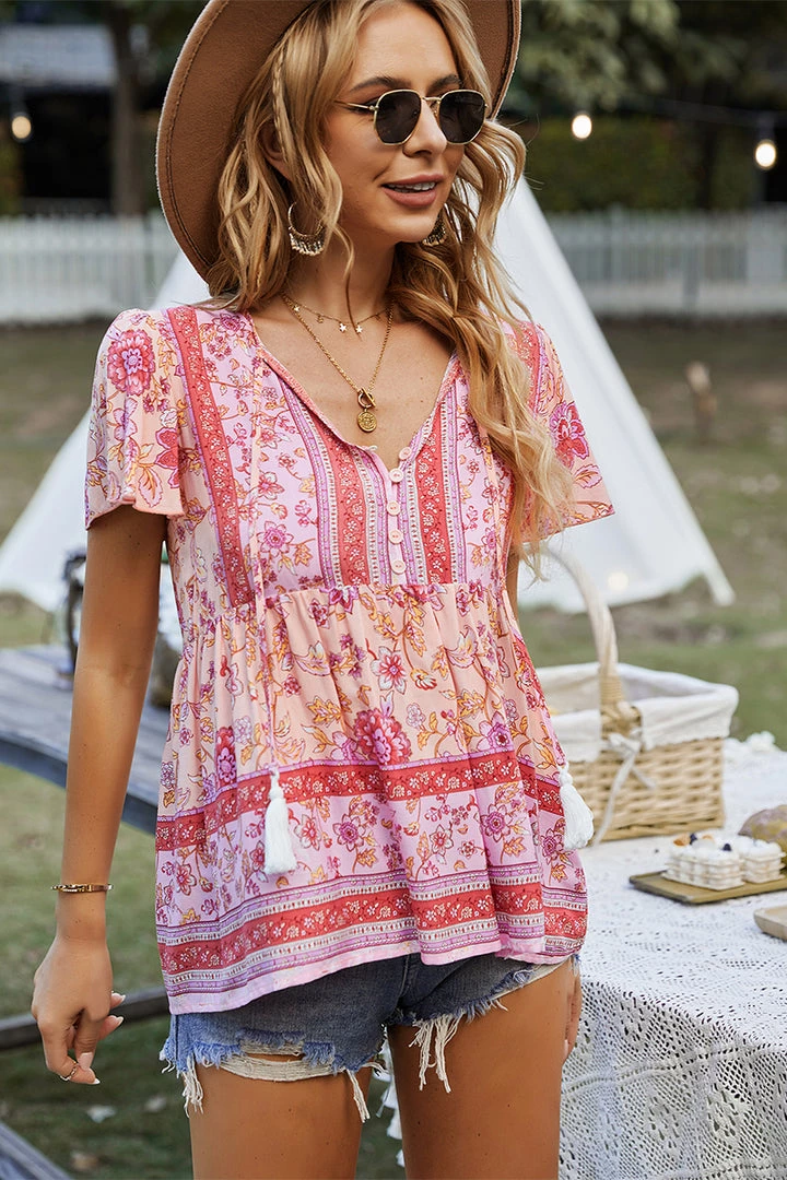 DY JEN BOHO TOP - PINK 3 DY JEN BOHO TOP - PINK