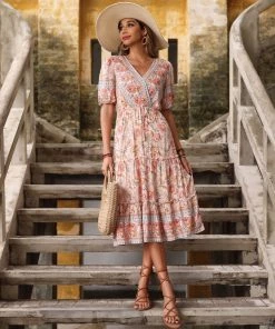 BFZY ALYANNA ROSE PRINT DRESS - PINK