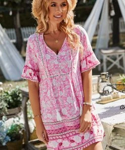 DY LUISYANA MINI DRESS - PINK PRINT New In Clothing 7 DY LUISYANA MINI DRESS - PINK PRINT New In Clothing