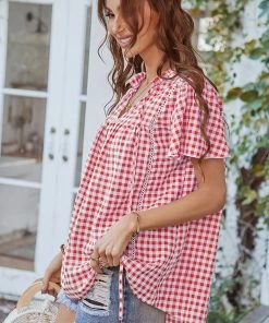 DY ROSENDA GINGHAM TOP - PINK