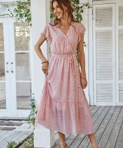 DY MARNIE MIDI DRESS - PINK PRINT