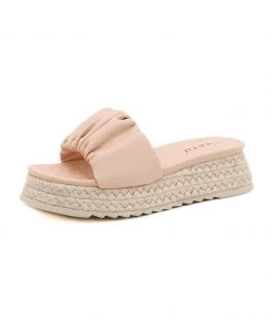 NEW ARRIVALS SIKETU | BABY PINK RUCHED ESPADRILLE SLIDE