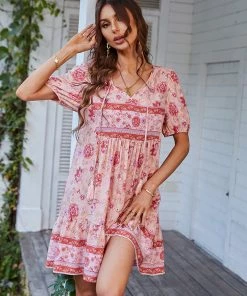 DY AURINA BOHO DRESS - BLUSH PRINT
