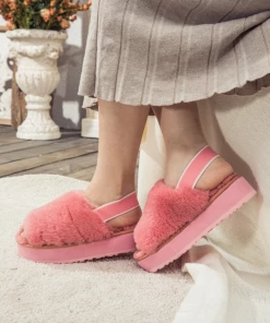 XH NEW ARRIVALS SMAIBULUN UGG™ | Soft Woolen Fluffy Disco Sandals Slippers - Pink