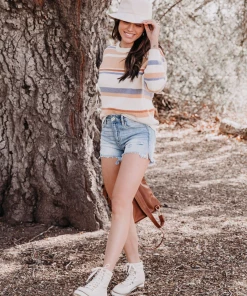 MY NEW ARRIVALS Smaibulun | Pink Mauve Stripe Crew Neck Knit Top