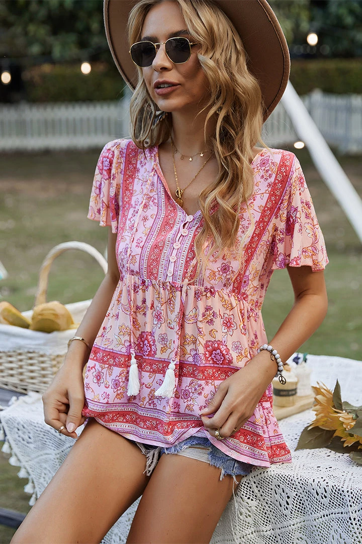 DY JEN BOHO TOP - PINK 4 DY JEN BOHO TOP - PINK