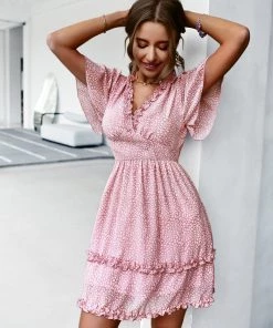 DY New In Clothing MAGDALEINE DRESS - PINK