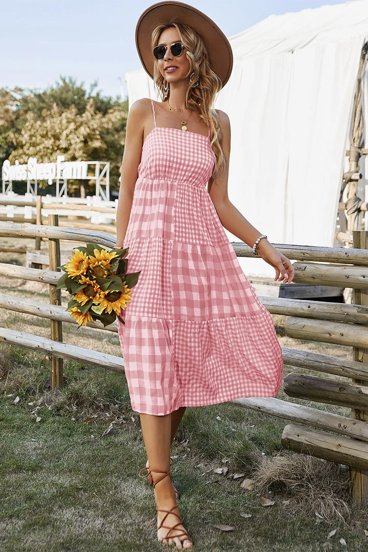 DY MARGARETTA Tartan Midi Dress - Pink 5 DY MARGARETTA Tartan Midi Dress - Pink