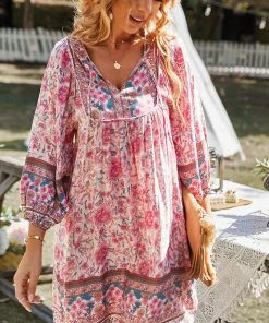 DY AURINA BOHO DRESS - PINK New In Clothing