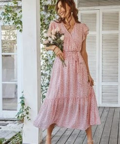 DY MARNIE MIDI DRESS - PINK PRINT