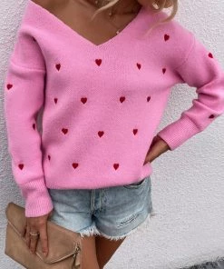 MY Smaibulun | Valentine Hearts Low V Neck Knit Sweater - Pink NEW ARRIVALS 9 MY Smaibulun | Valentine Hearts Low V Neck Knit Sweater - Pink NEW ARRIVALS