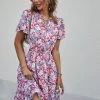 DY New In Clothing LUISA Floral Print Mini Dress - Pink