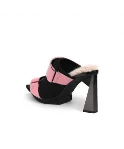 Jady Rose NEW ARRIVALS JadyRose | Faux Fur Back Heel Peep-Toe Sandal - Pink