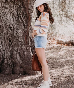 MY NEW ARRIVALS Smaibulun | Pink Mauve Stripe Crew Neck Knit Top