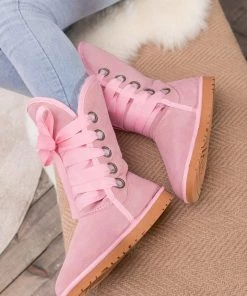 XH New In Shoes SMAIBULUN UGG™ | Ribbon Lace-Up Faux Fur-Lined Suede Mid-Length Boots