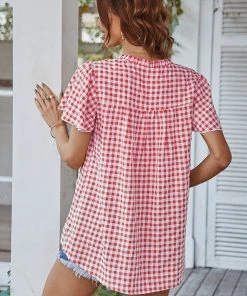 DY ROSENDA GINGHAM TOP - PINK